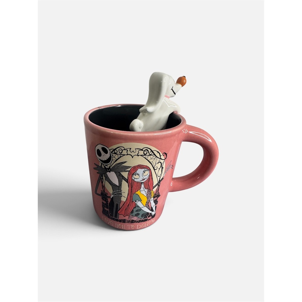 Disney Nightmare Before Christmas Jack Sally Zero 3D Pink Mug Love You To Death - Picture 4 of 6
